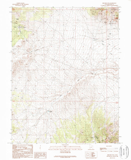 Classic USGS Milford NW Utah 7.5'x7.5' Topo Map Image