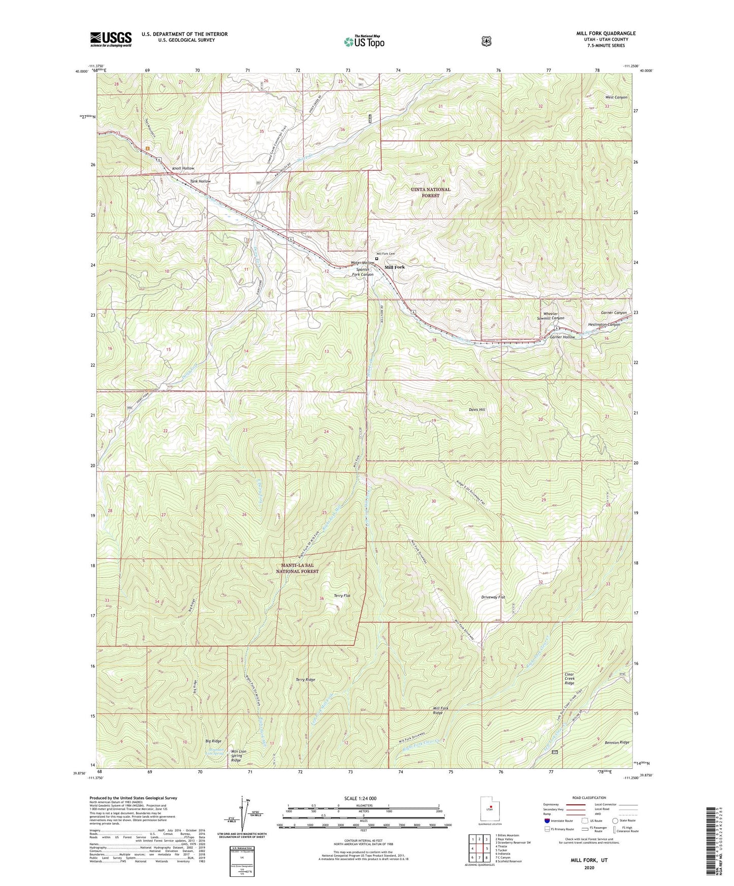 Mill Fork Utah US Topo Map Image