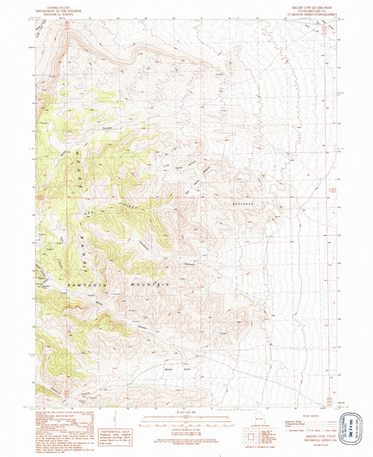 Classic USGS Miller Cove Utah 7.5'x7.5' Topo Map Image