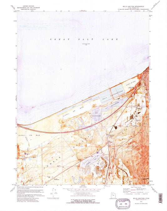 Classic USGS Mills Junction Utah 7.5'x7.5' Topo Map Image