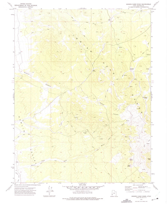 Classic USGS Miners Cabin Wash Utah 7.5'x7.5' Topo Map Image