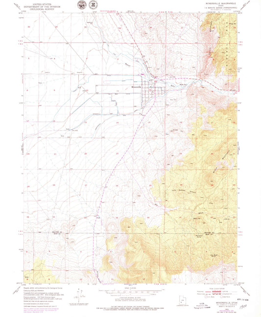 Classic USGS Minersville Utah 7.5'x7.5' Topo Map Image