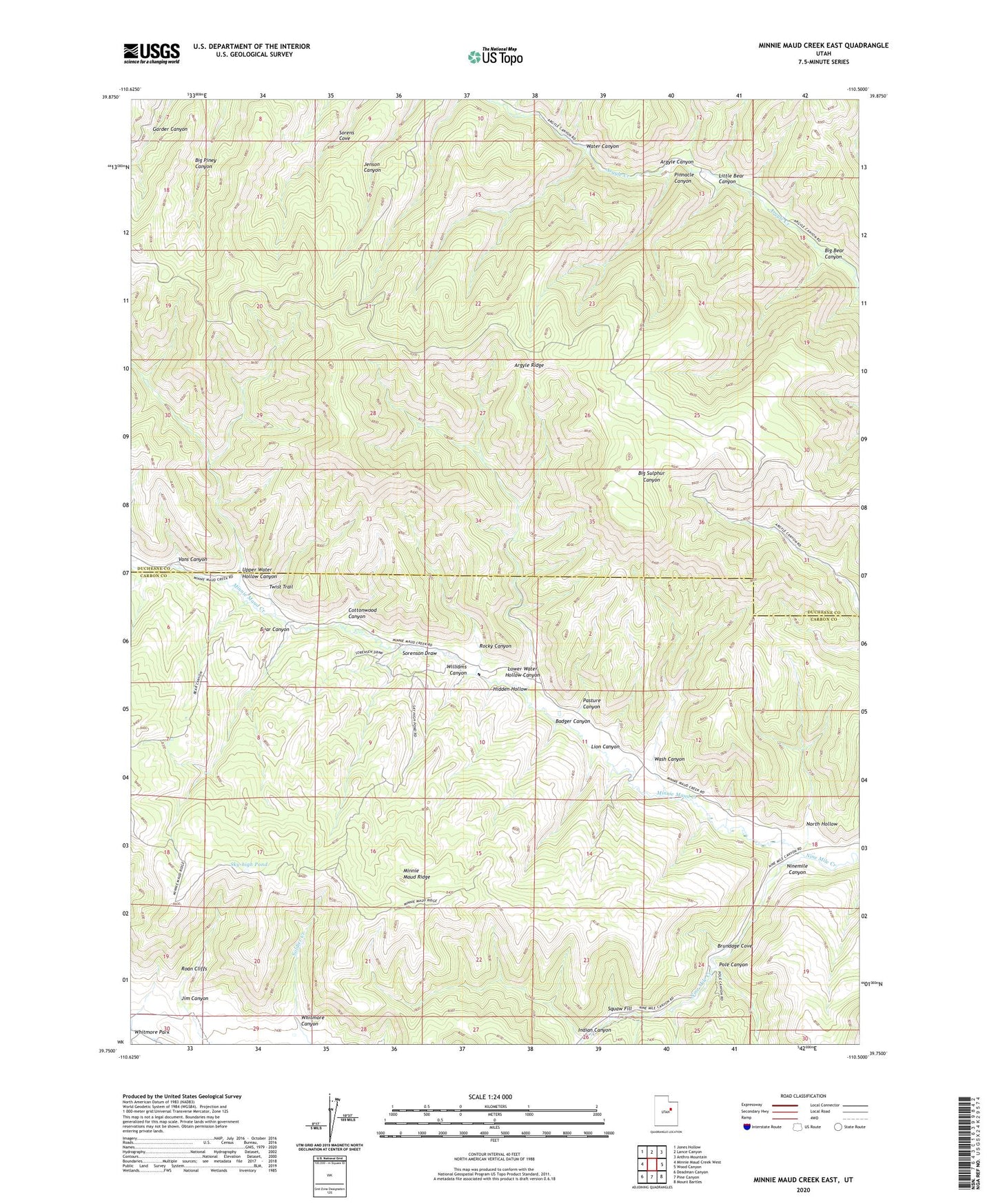 Minnie Maud Creek East Utah US Topo Map Image