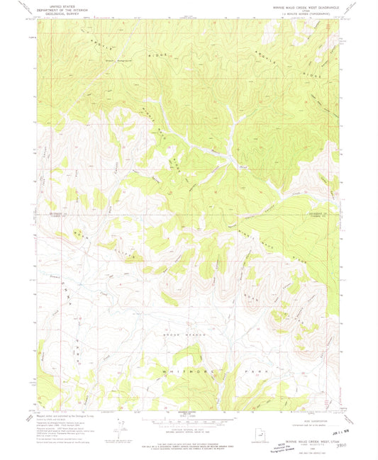 Classic USGS Minnie Maud Creek West Utah 7.5'x7.5' Topo Map Image