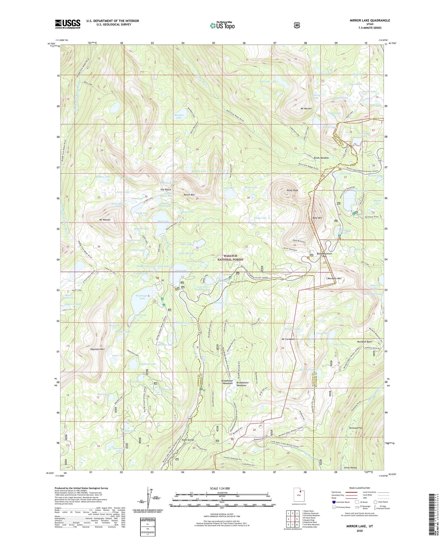 Mirror Lake Utah US Topo Map Image