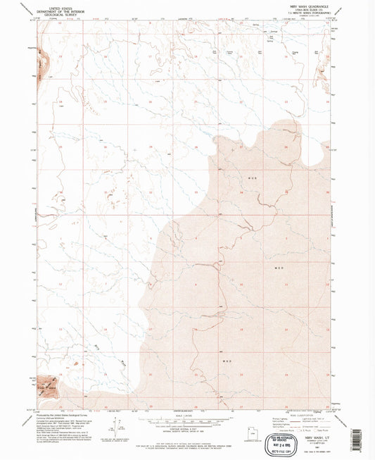 Classic USGS Miry Wash Utah 7.5'x7.5' Topo Map Image