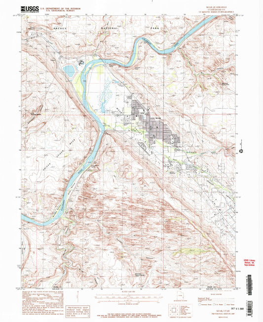 Classic USGS Moab Utah 7.5'x7.5' Topo Map Image