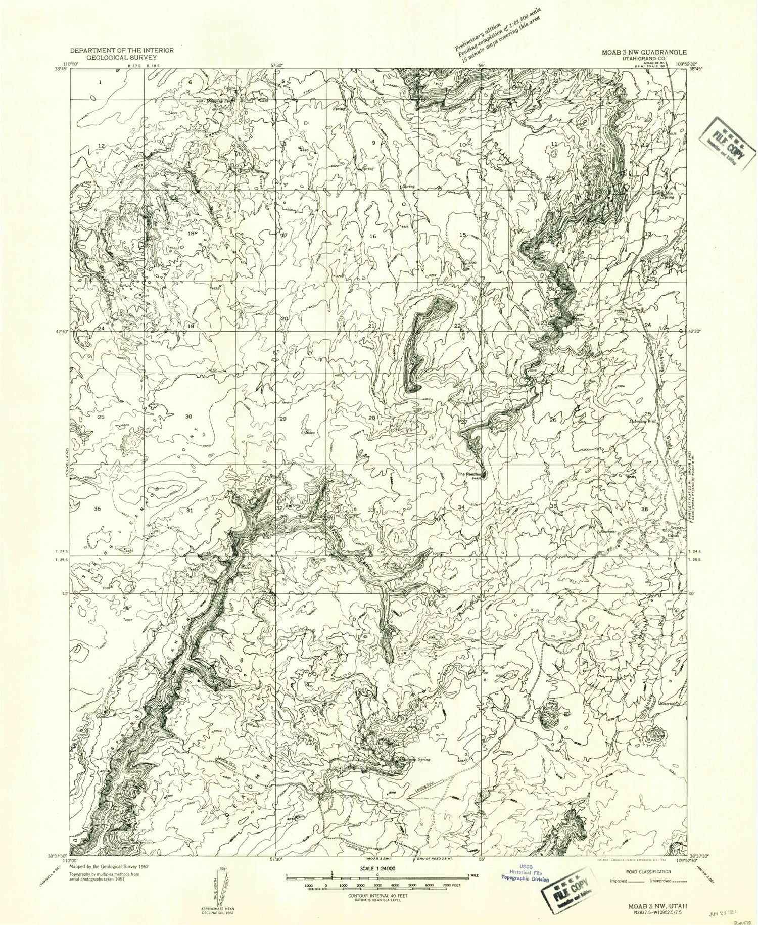 Classic USGS Dubinky Wash Utah 7.5'x7.5' Topo Map Image