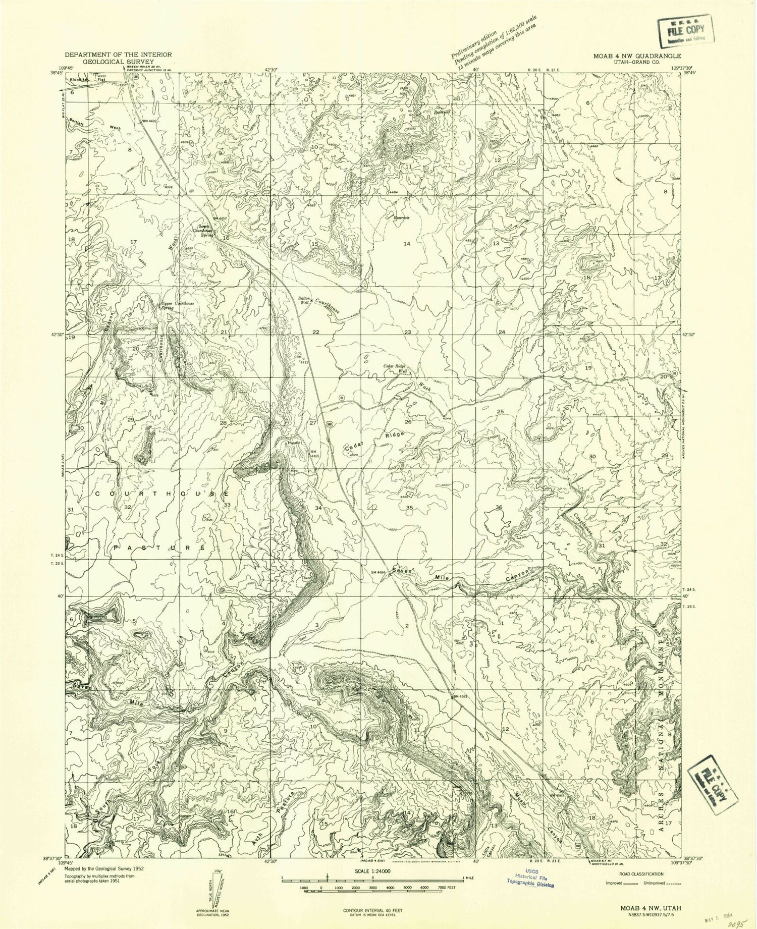 Classic USGS Merrimac Butte Utah 7.5'x7.5' Topo Map Image