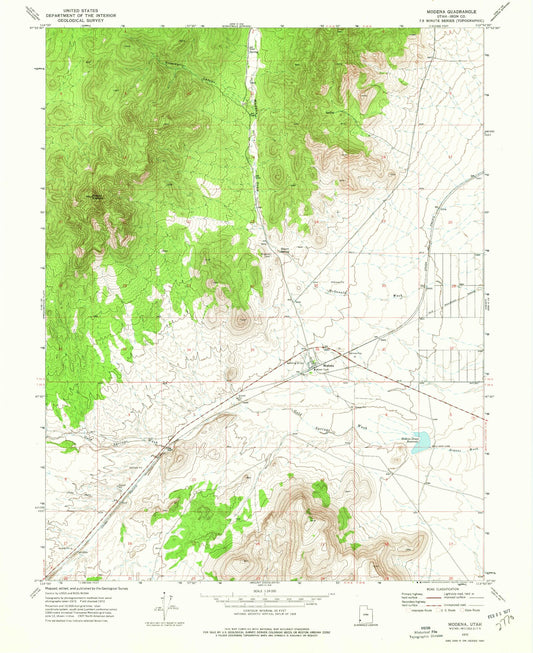 Classic USGS Modena Utah 7.5'x7.5' Topo Map Image