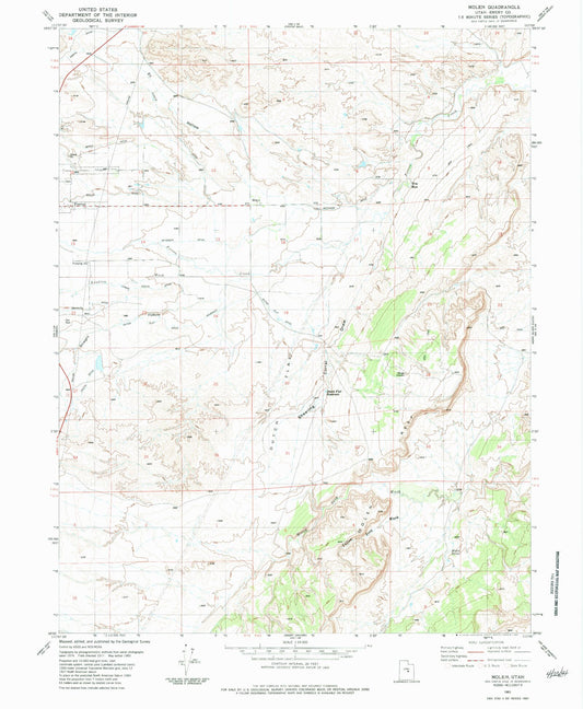 Classic USGS Molen Utah 7.5'x7.5' Topo Map Image