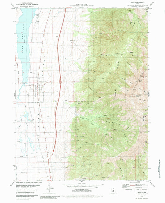 Classic USGS Mona Utah 7.5'x7.5' Topo Map Image