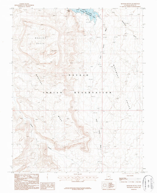 Classic USGS Monitor Butte Utah 7.5'x7.5' Topo Map Image