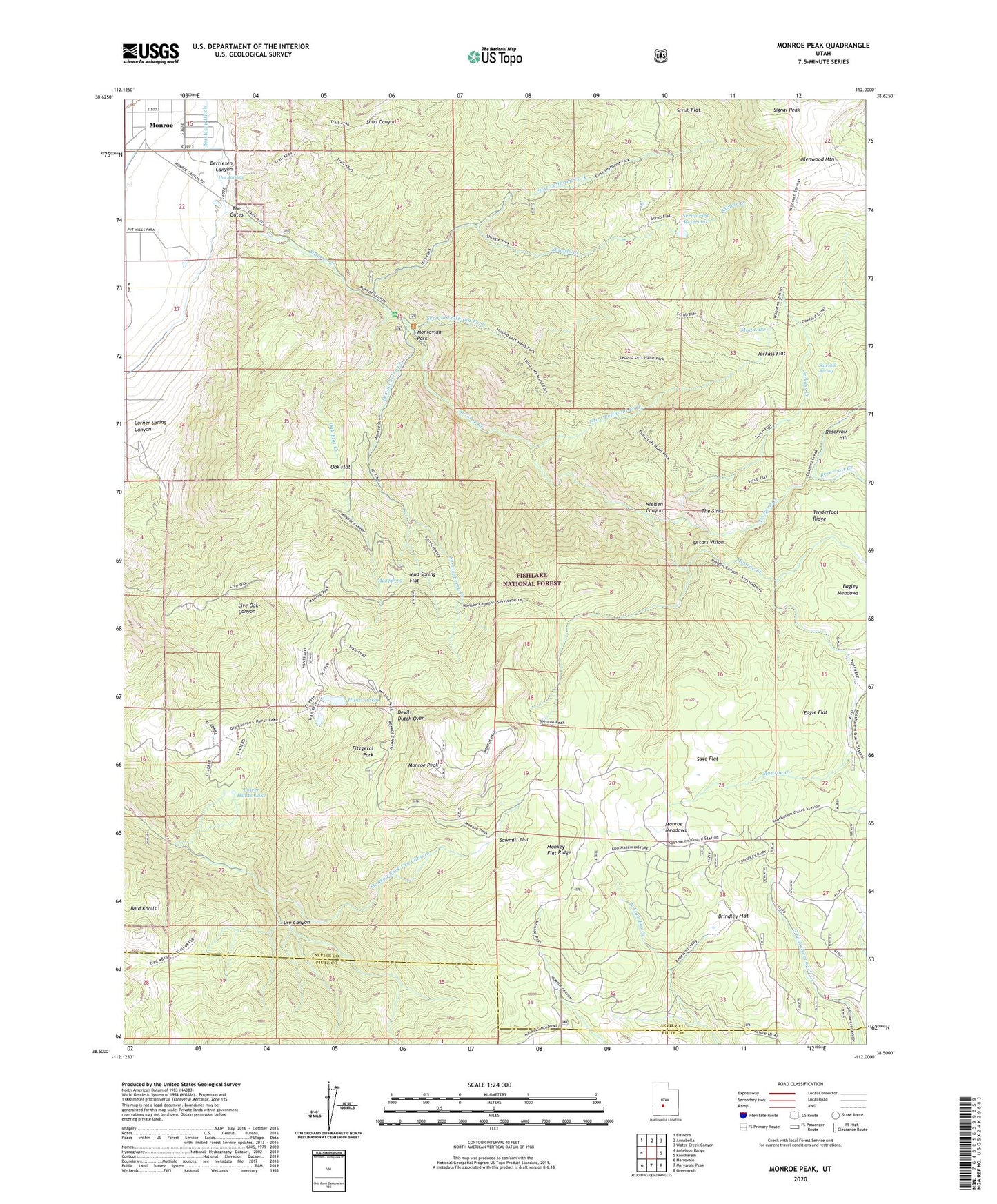 Monroe Peak Utah US Topo Map Image