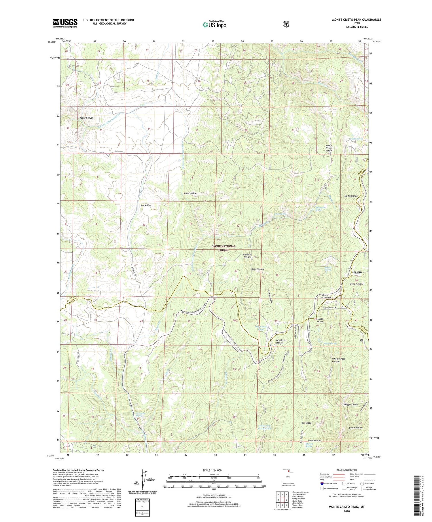 Monte Cristo Peak Utah US Topo Map Image
