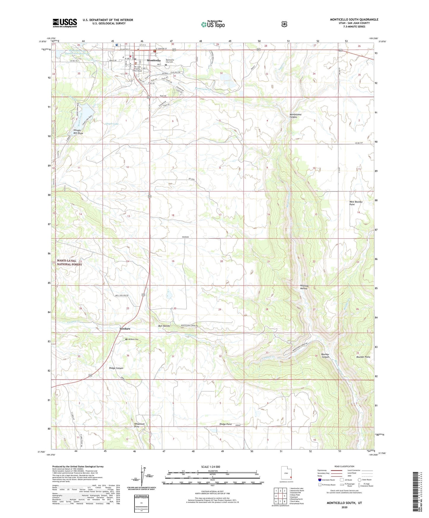 Monticello South Utah US Topo Map Image