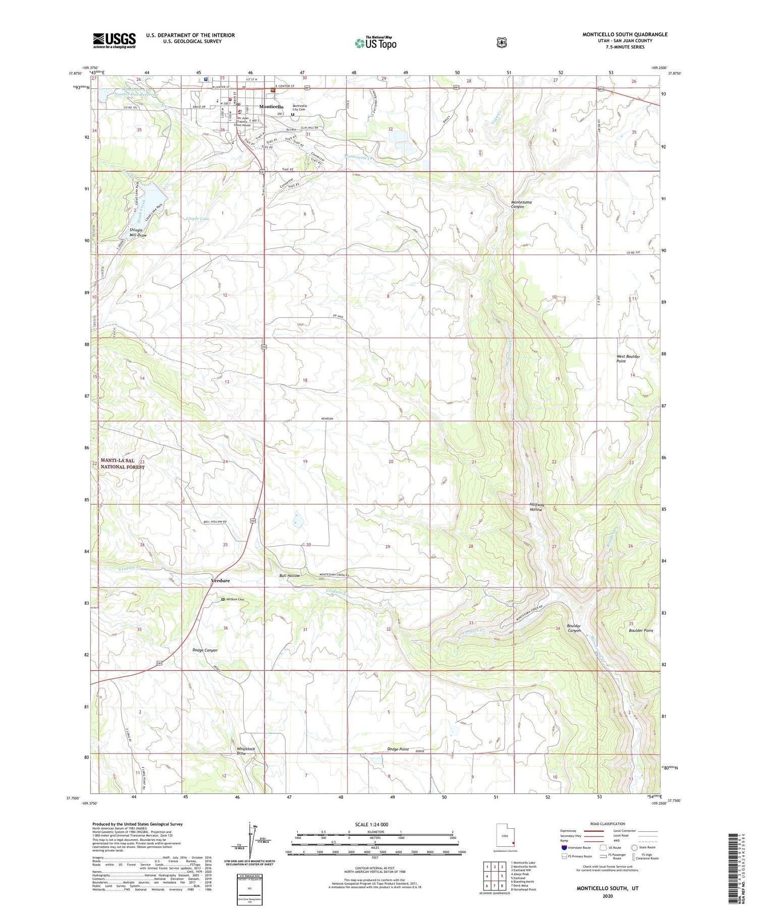 Monticello South Utah US Topo Map Image