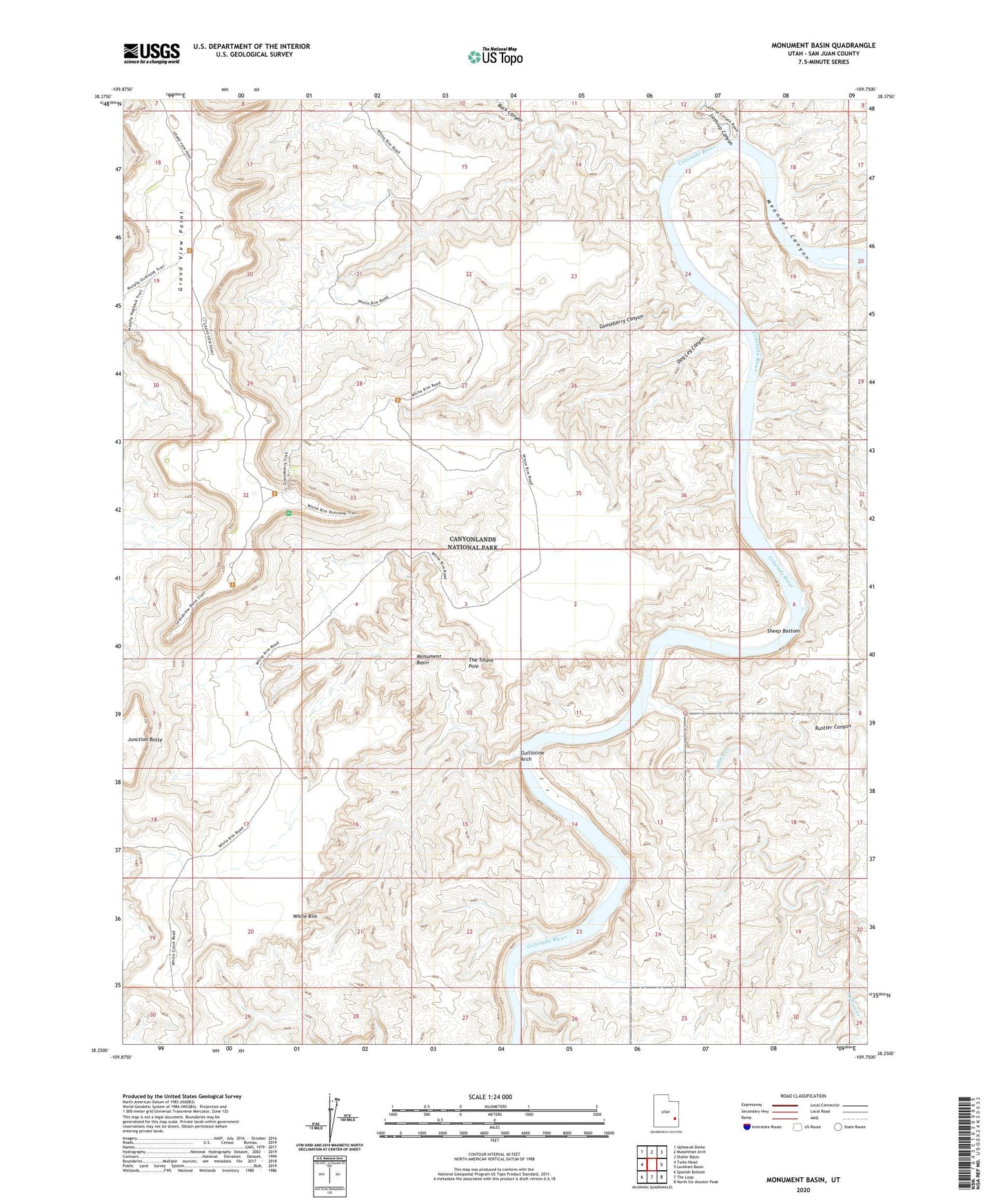 Monument Basin Utah US Topo Map Image