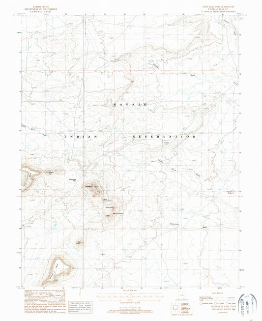 Classic USGS Monument Pass Utah 7.5'x7.5' Topo Map Image