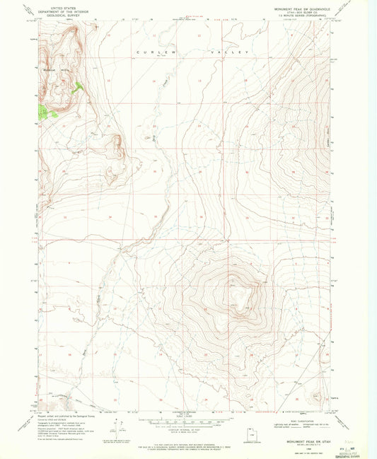 Classic USGS Monument Peak SW Utah 7.5'x7.5' Topo Map Image
