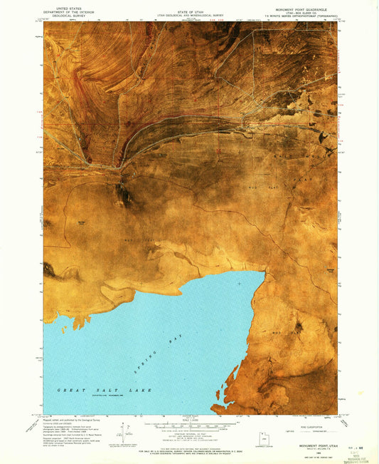 Classic USGS Monument Point Utah 7.5'x7.5' Topo Map Image