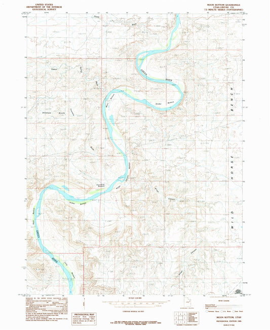 Classic USGS Moon Bottom Utah 7.5'x7.5' Topo Map Image