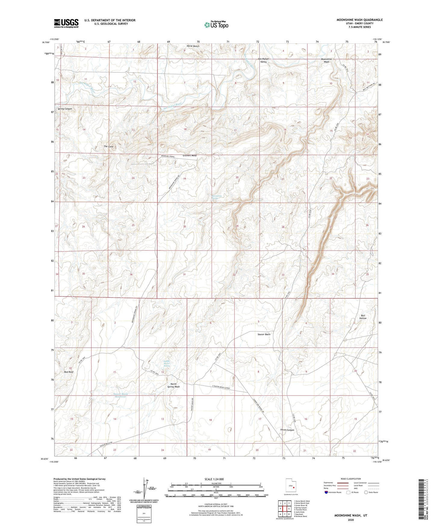 Moonshine Wash Utah US Topo Map Image