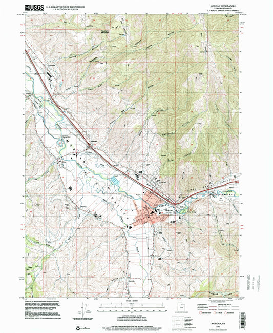 Classic USGS Morgan Utah 7.5'x7.5' Topo Map Image