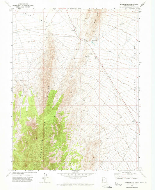 Classic USGS Mormon Gap Utah 7.5'x7.5' Topo Map Image