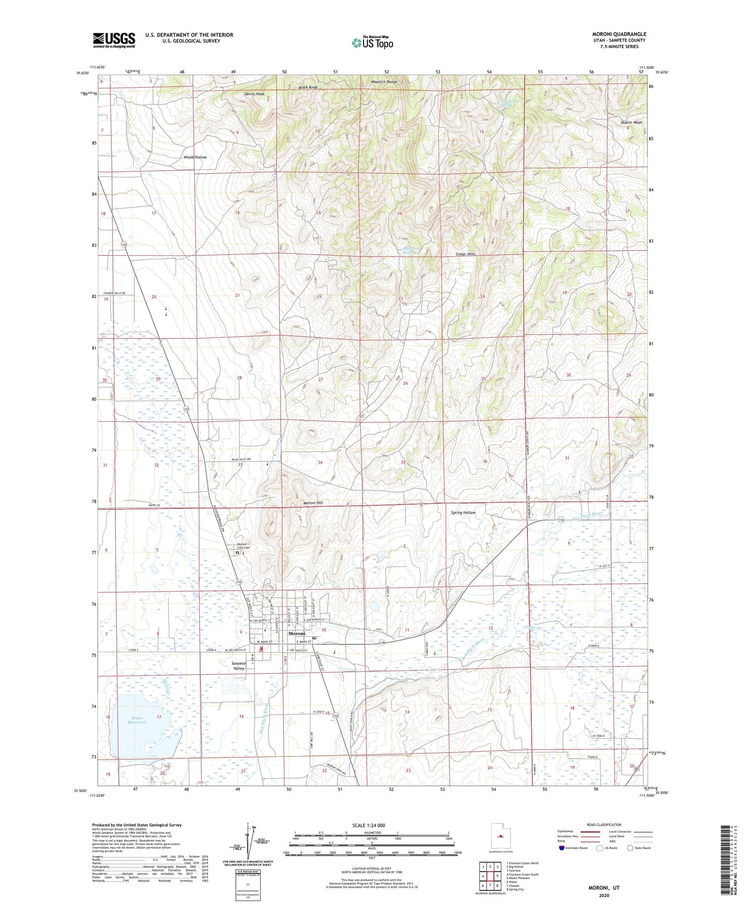 Moroni Utah US Topo Map Image