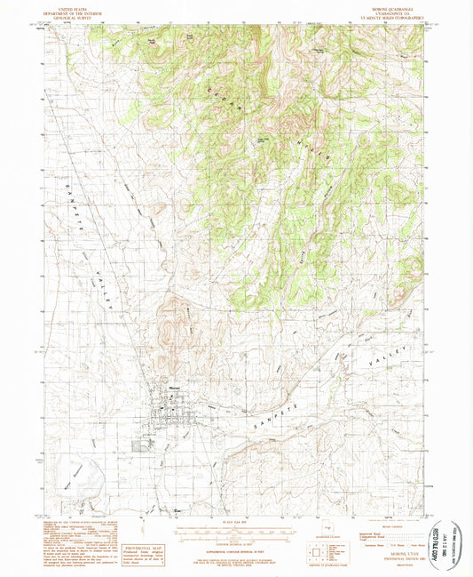 Classic USGS Moroni Utah 7.5'x7.5' Topo Map Image