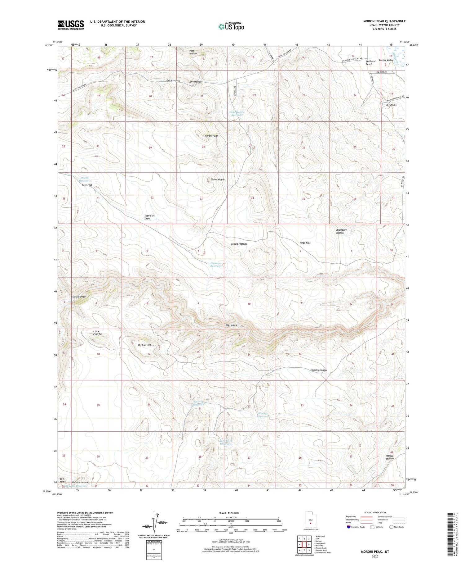 Moroni Peak Utah US Topo Map Image