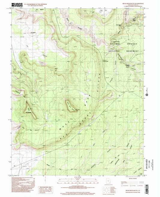 Classic USGS Moss Back Butte Utah 7.5'x7.5' Topo Map Image