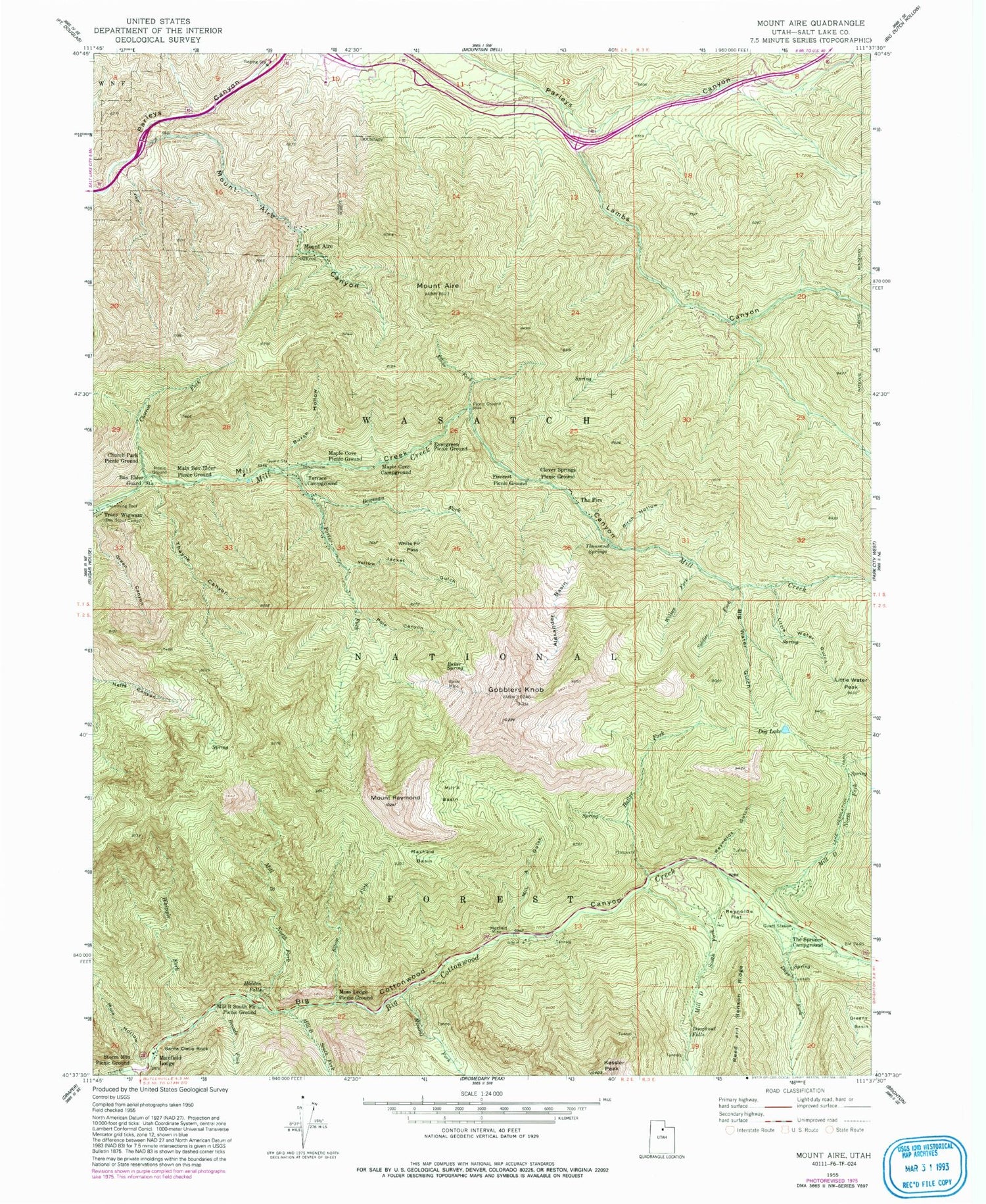 USGS Classic Mount Aire Utah 7.5'x7.5' Topo Map Image