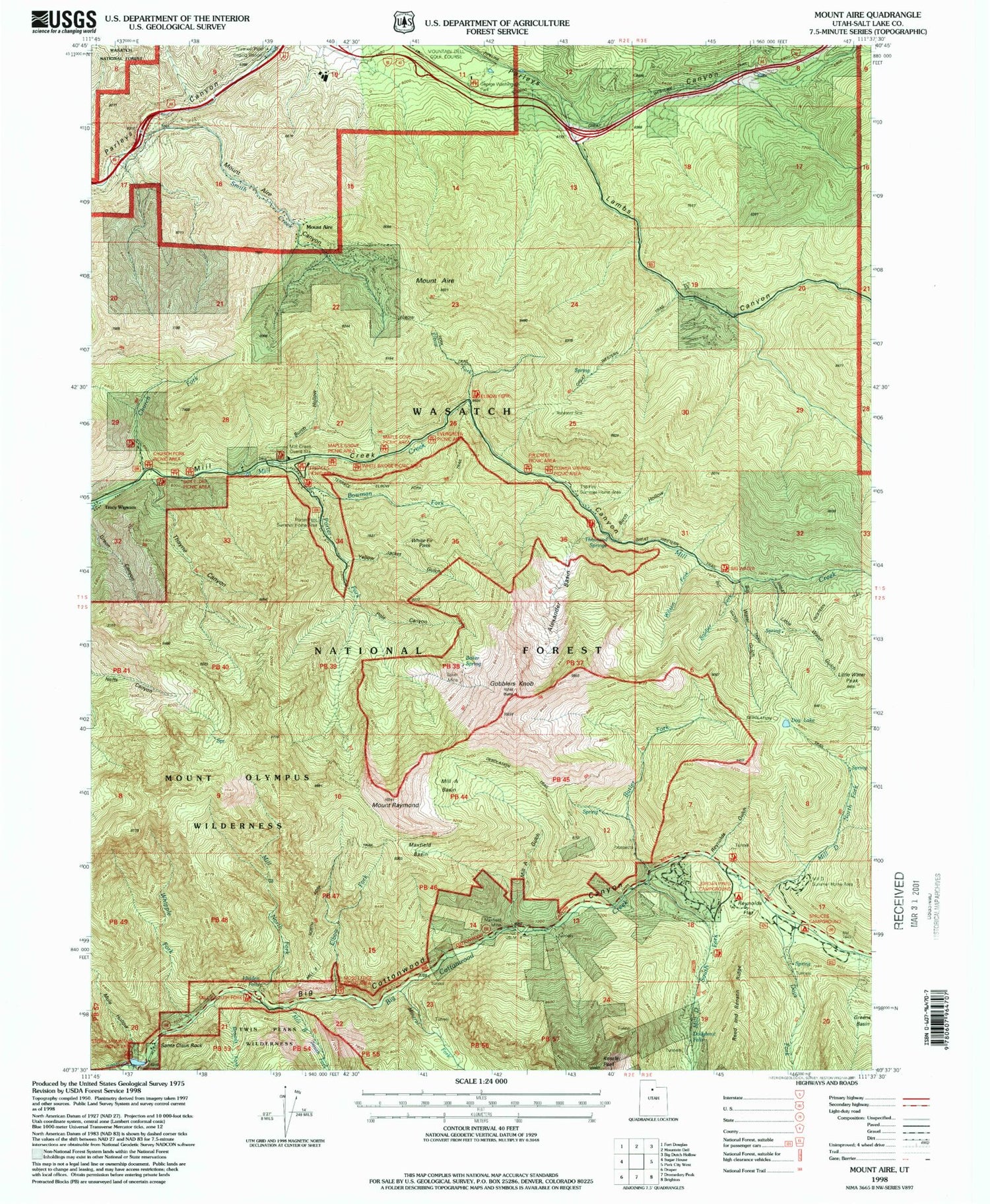USGS Classic Mount Aire Utah 7.5'x7.5' Topo Map Image