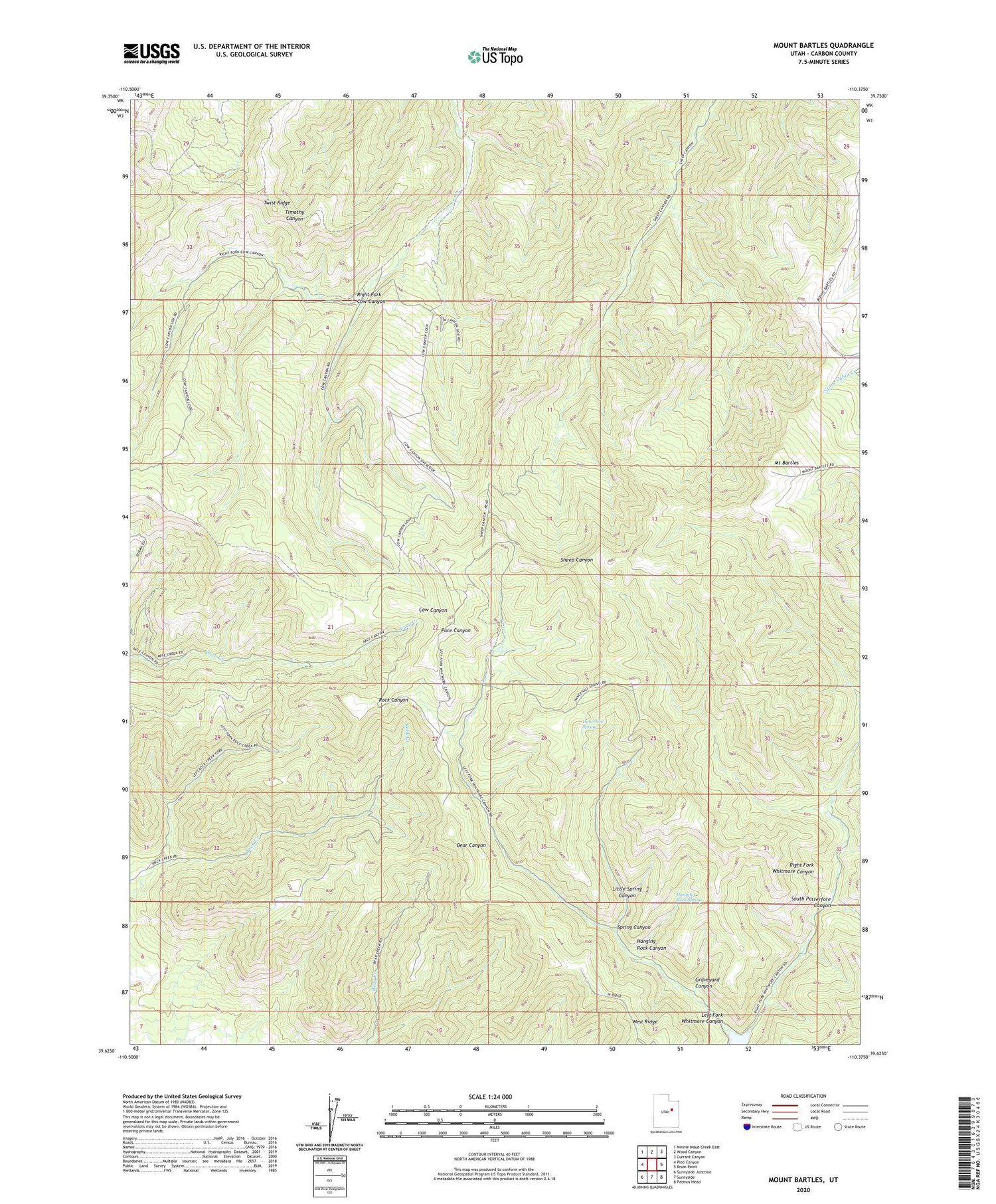 Mount Bartles Utah US Topo Map Image