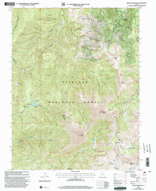 Classic USGS Mount Belknap Utah 7.5'x7.5' Topo Map Image