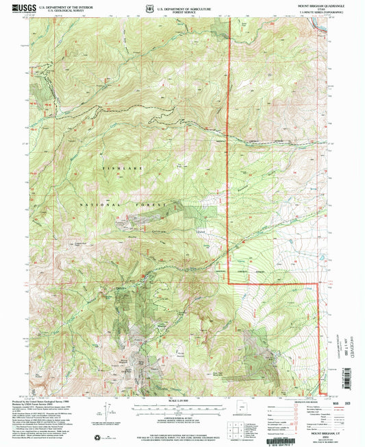 Classic USGS Mount Brigham Utah 7.5'x7.5' Topo Map Image
