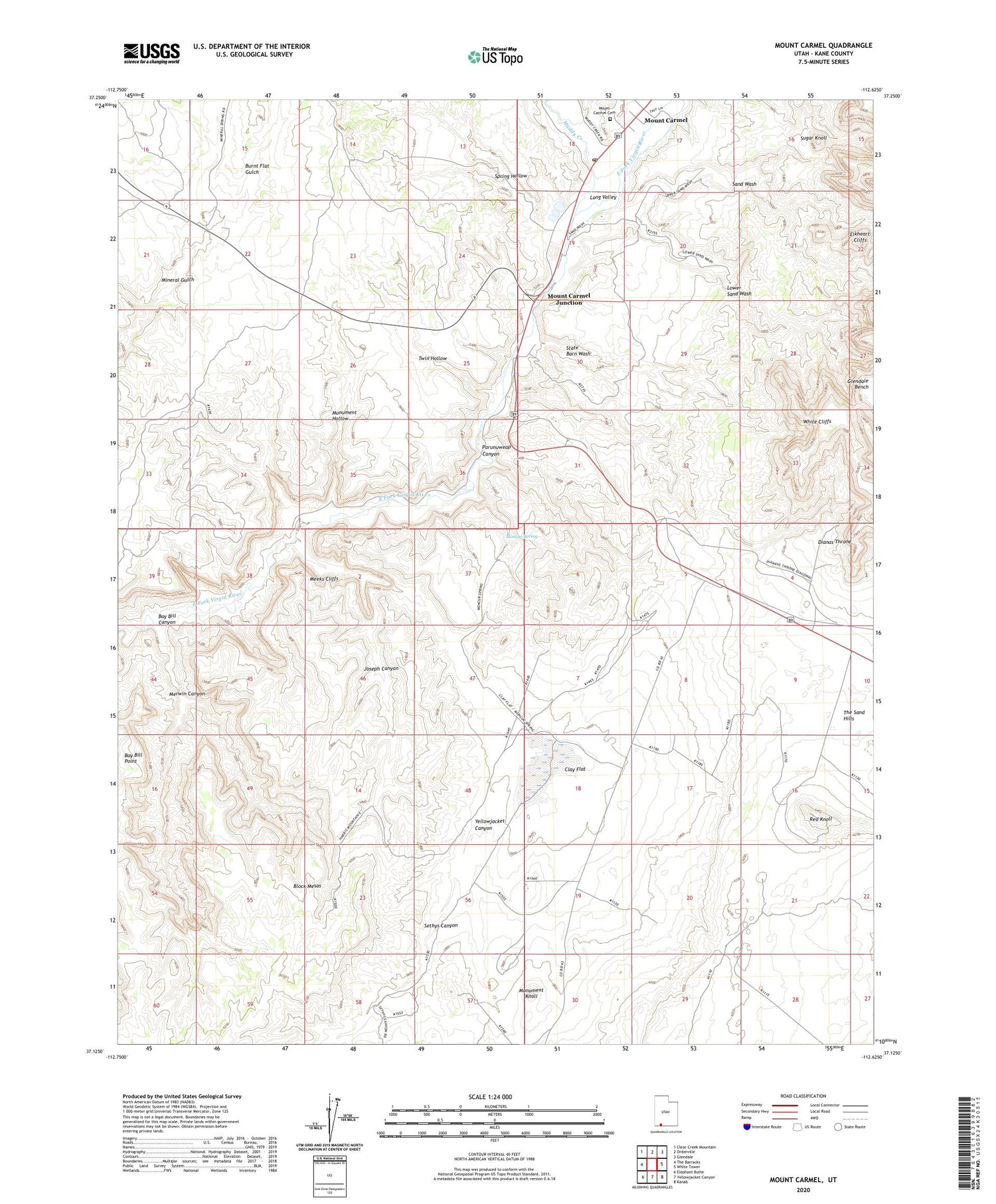 Mount Carmel Utah US Topo Map Image