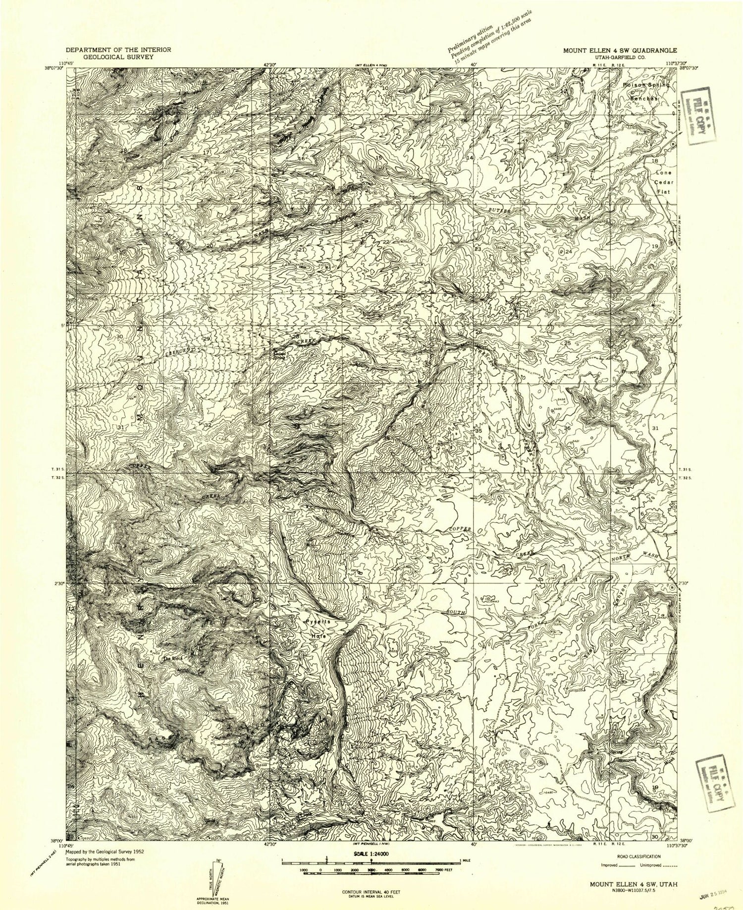 Classic USGS Raggy Canyon Utah 7.5'x7.5' Topo Map Image
