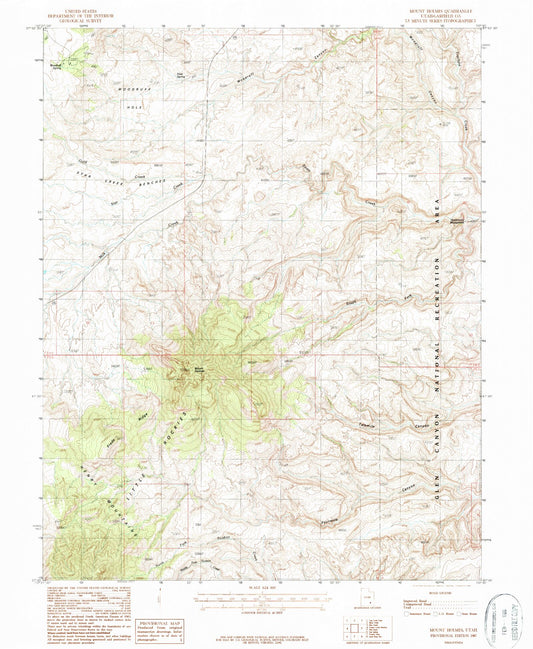 Classic USGS Mount Holmes Utah 7.5'x7.5' Topo Map Image