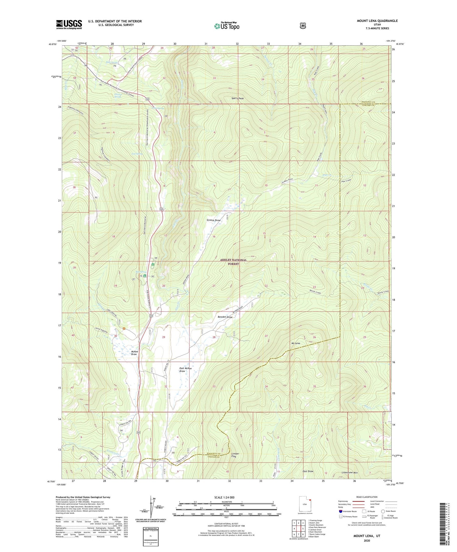 Mount Lena Utah US Topo Map Image