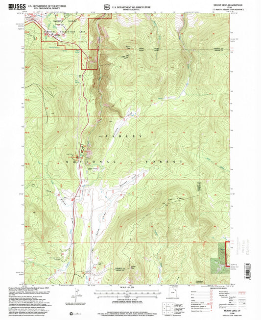 Classic USGS Mount Lena Utah 7.5'x7.5' Topo Map Image