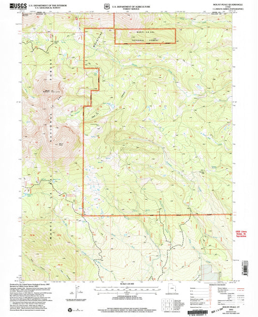 Classic USGS Mount Peale Utah 7.5'x7.5' Topo Map Image