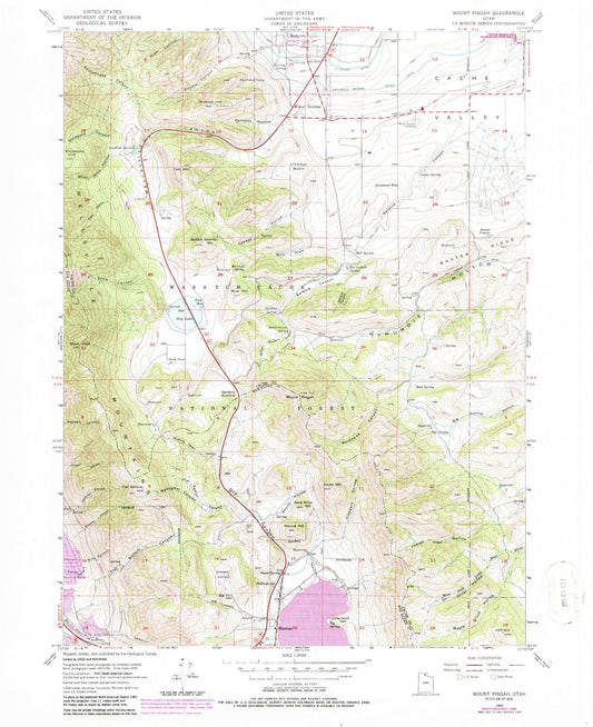Classic USGS Mount Pisgah Utah 7.5'x7.5' Topo Map Image