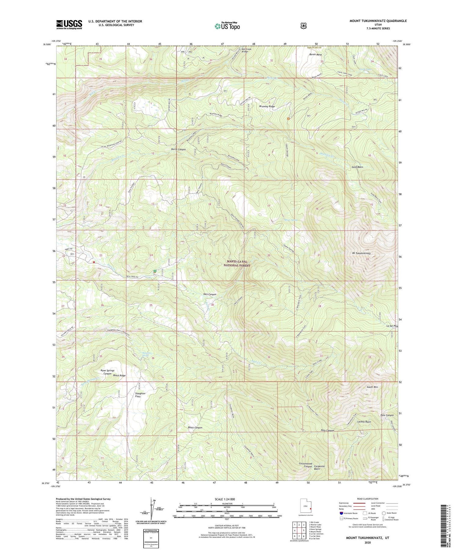 Mount Tukuhnikivatz Utah US Topo Map Image