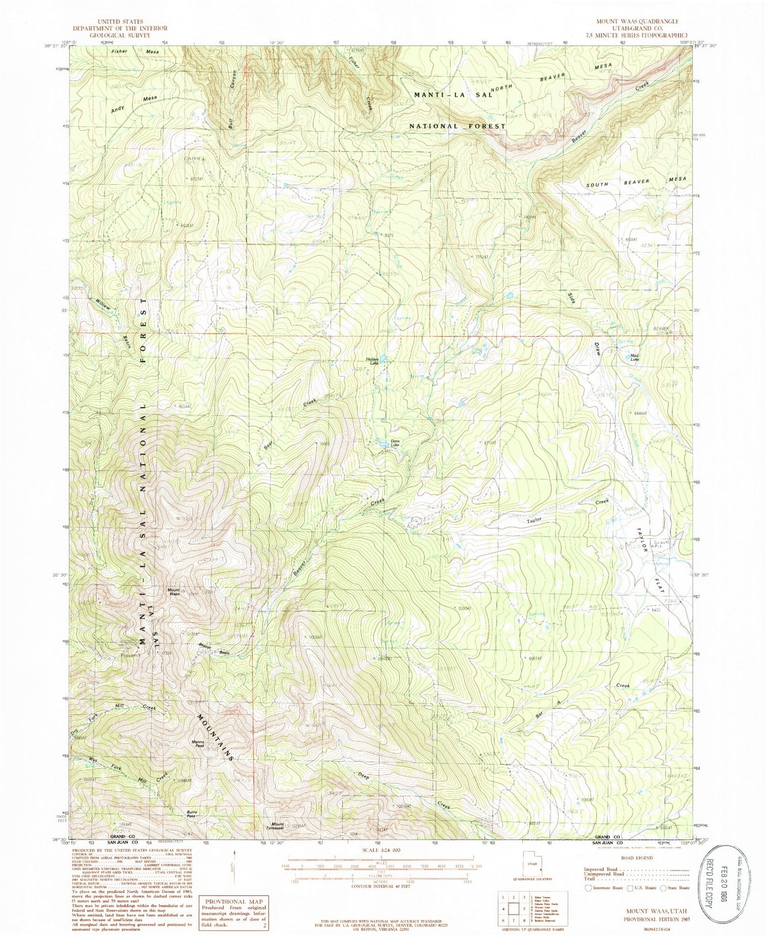 Classic USGS Mount Waas Utah 7.5'x7.5' Topo Map Image