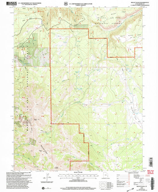 Classic USGS Mount Waas Utah 7.5'x7.5' Topo Map Image