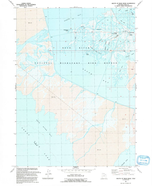 Classic USGS Mouth of Bear River Utah 7.5'x7.5' Topo Map Image