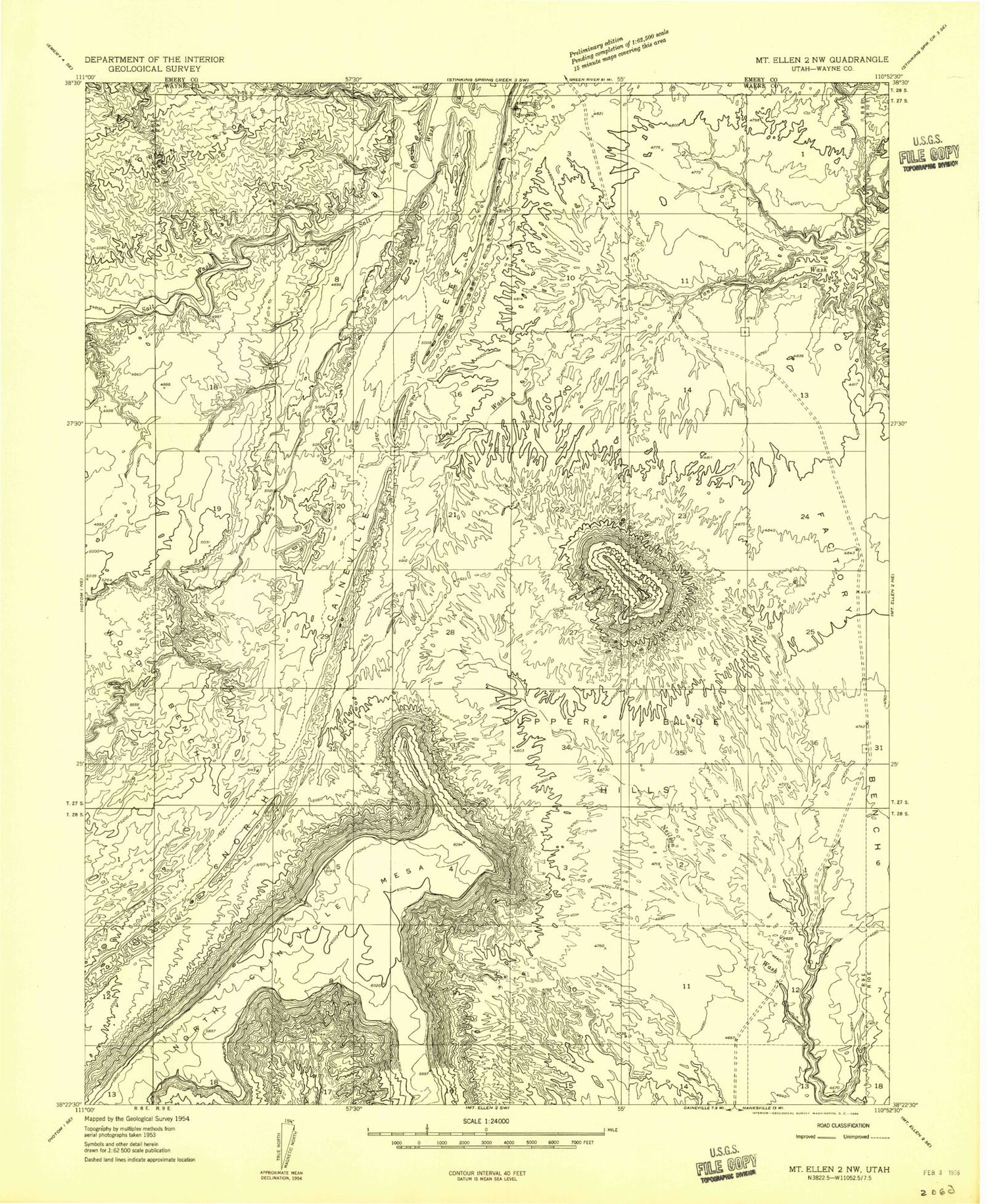 Classic USGS Factory Butte Utah 7.5'x7.5' Topo Map Image